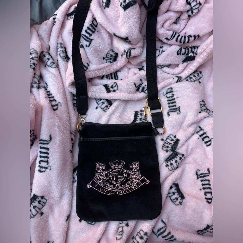 Vintage Juicy Couture Black and Pink Crossbody Bag